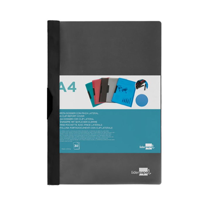 Liderpapel Carpeta Dossier con Pinza Lateral Negra DIN A4