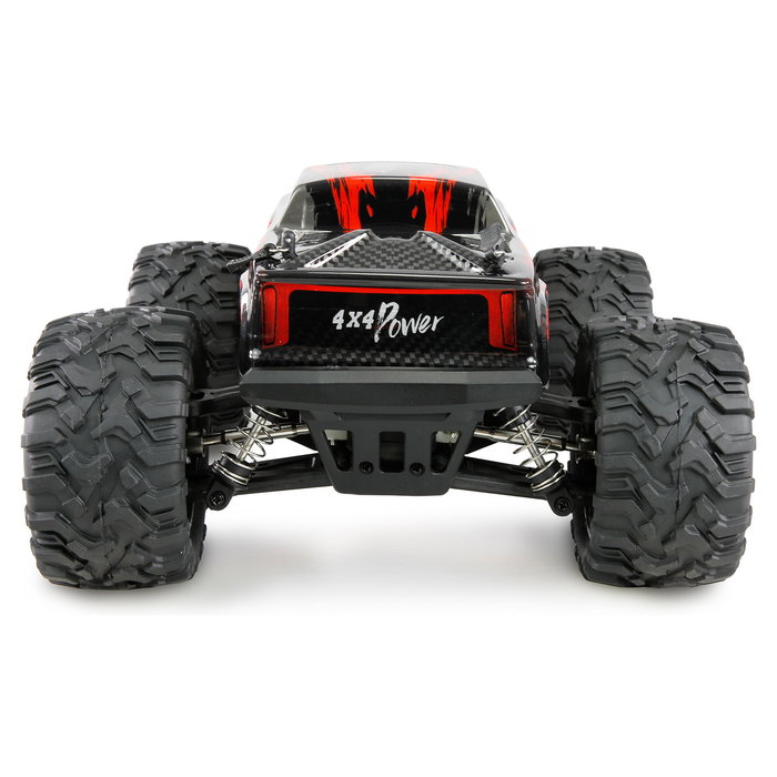 AMEWI M-Land Monster Truck 1:16 RTR Eléctrico 4WD 48 km/h, Efectos Luminosos, Apto para Exteriores e Interiores, Color Negro y Rojo
