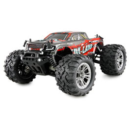 AMEWI M-Land Monster Truck 1:16 RTR Eléctrico 4WD 48 km/h, Efectos Luminosos, Apto para Exteriores e Interiores, Color Negro y Rojo