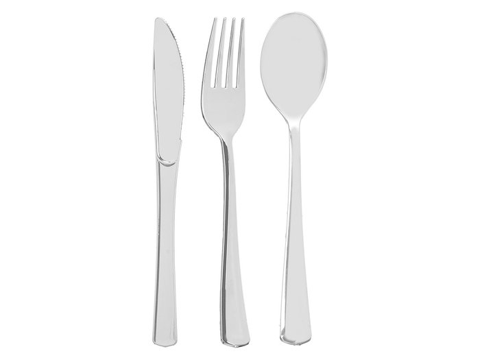 Kinvara Set 24 Cubiertos de Plástico Plateado 8.2x24x5 cm (Set de 24)
