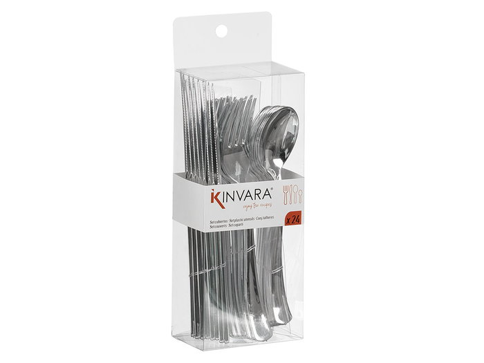 Kinvara Set 24 Cubiertos de Plástico Plateado 8.2x24x5 cm (Set de 24)