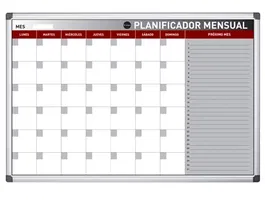 Bi-office Planning Magnético Mensual Lacado con Marco de Aluminio Rotulable 60x45 cm