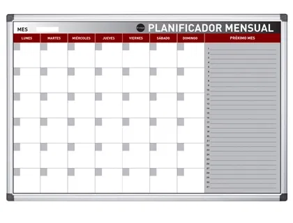Bi-office Planning Magnético Mensual Lacado con Marco de Aluminio Rotulable 60x45 cm Bi-office Planning Magnético Mensual Lacado con Marco de Aluminio Rotulable 60x45 cm