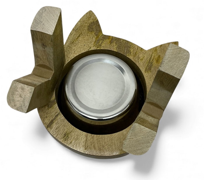 DKD Home Decor Set de 2 Comederos de Acero y Mango Marrón