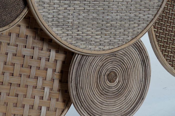 DKD Home Decor Decoración de Pared de Ratán con Platos Naturales (2 Piezas)