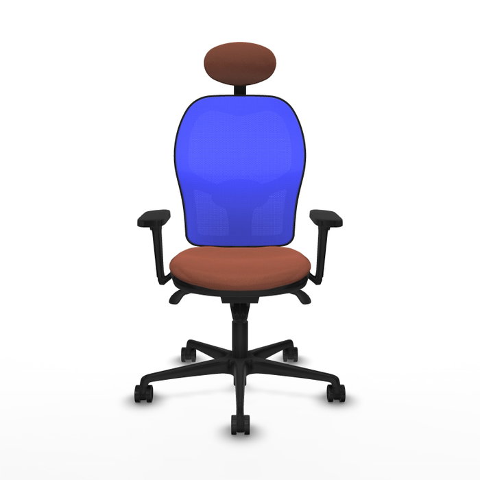 PIQUERAS Y CRESPO Silla de oficina Jorquera con mecanismo Sincro, Tela Marrón y Malla Azul PIQUERAS Y CRESPO Silla de oficina Jorquera con mecanismo Sincro, Tela Marrón y Malla Azul