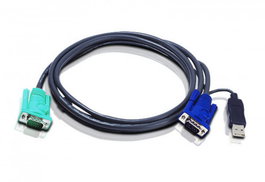 ATEN 2L-5201U Cable KVM USB VGA 1.2 m, SPHD 3 en 1, Negro, Conectores HD-15 + USB A y SPHD-15 Macho