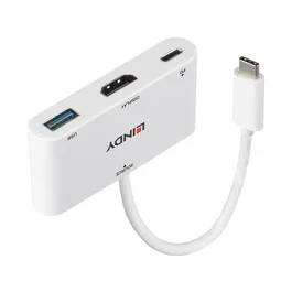 Lindy Adaptador Gráfico USB-C a HDMI 4K con Power Delivery, 3840x2160 Pixeles, Blanco, Referencia 43340