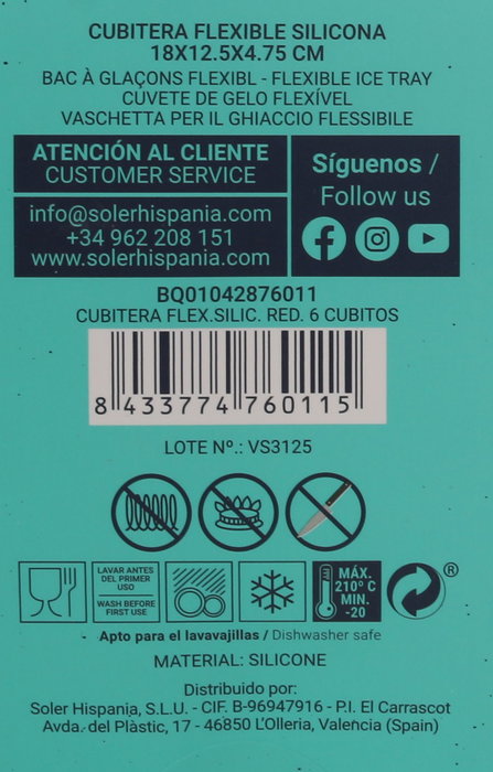 Quttin Cubitera Flexible de Silicona Redonda para 6 Cubitos, 24 Unidades Quttin Cubitera Flexible de Silicona Redonda para 6 Cubitos, 24 Unidades