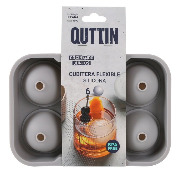 Quttin Cubitera Flexible de Silicona Redonda para 6 Cubitos, 24 Unidades