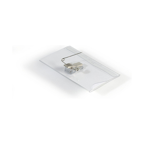 Durable Portanombres de PVC con Pinza Combi Transparente 54x90 mm