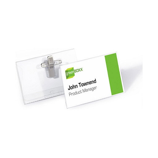 Durable Portanombres de PVC con Pinza Combi Transparente 54x90 mm