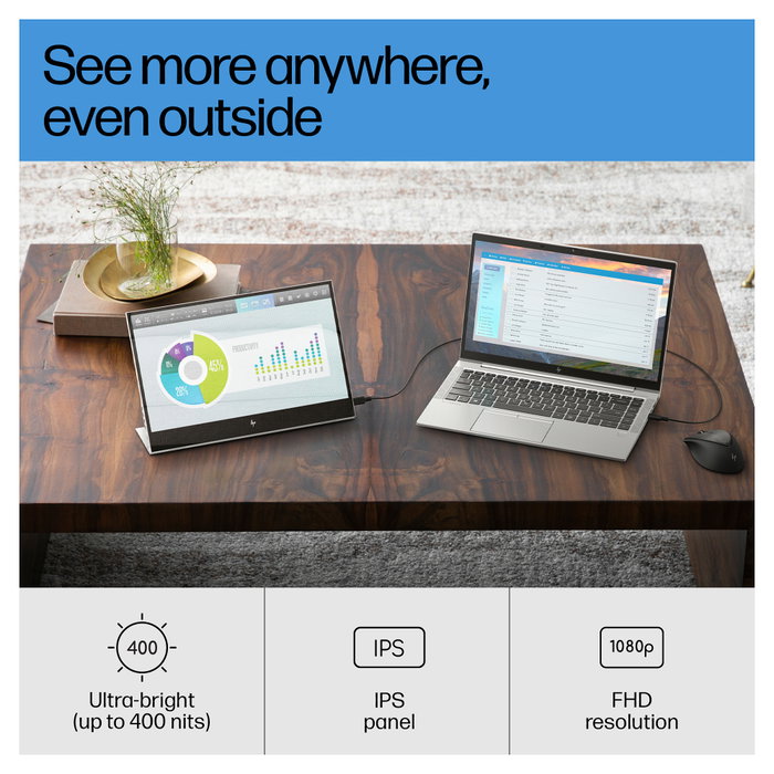 HP E14 G4 Monitor Portátil 14 Pulgadas Full HD Silver