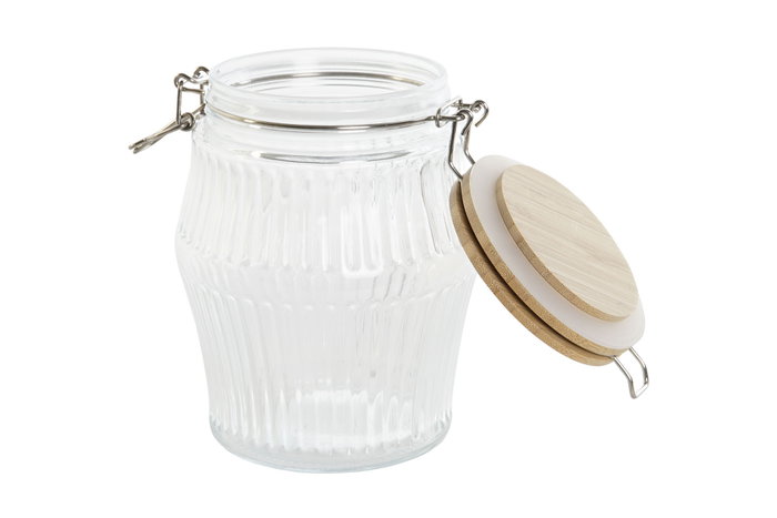 DKD Home Decor Set de 3 Botes Herméticos de Cristal