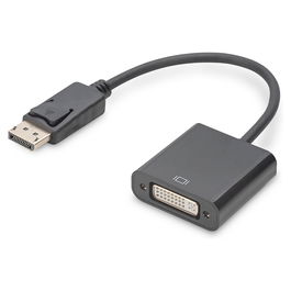 Digitus Adaptador DisplayPort a DVI Activo, Conector Mini DisplayPort Macho a DVI-I Hembra, 0.15m