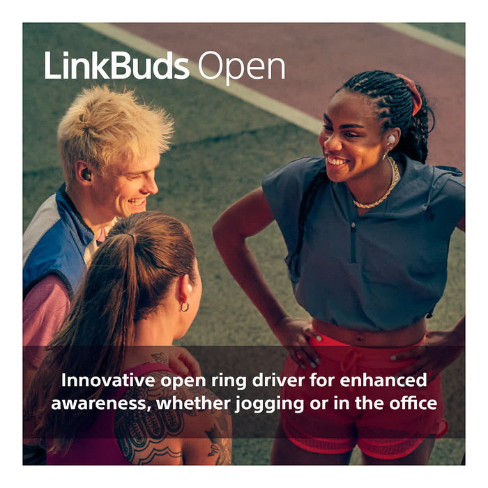 Sony WFL910B LinkBuds, Auriculares Inalámbricos True Wireless Open con Bluetooth 5.3, 8h/22h Batería, Carga Rápida, Resistencia IPX4, Control por Voz, Negro