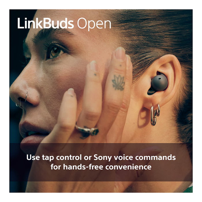 Sony WFL910B LinkBuds, Auriculares Inalámbricos True Wireless Open con Bluetooth 5.3, 8h/22h Batería, Carga Rápida, Resistencia IPX4, Control por Voz, Negro