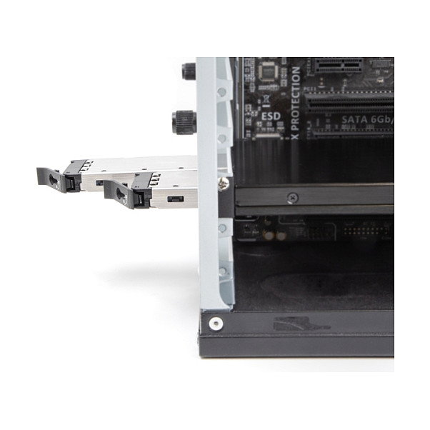 DeLOCK PCIe x16 Adaptador para 2 M.2 NVMe SSD con Bifurcación, Tarjeta Rack Móvil, PCIe 4.0, Enfriamiento Activo con 2 Ventiladores, Negro
