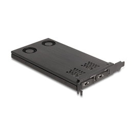 DeLOCK PCIe x16 Adaptador para 2 M.2 NVMe SSD con Bifurcación, Tarjeta Rack Móvil, PCIe 4.0, Enfriamiento Activo con 2 Ventiladores, Negro