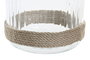 DKD Home Decor Portavelas Básico Natural Transparente Cristal y Cuerda 19 x 18 x 19 cm (6 Unidades)