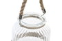 DKD Home Decor Portavelas Básico Natural Transparente Cristal y Cuerda 19 x 18 x 19 cm (6 Unidades)
