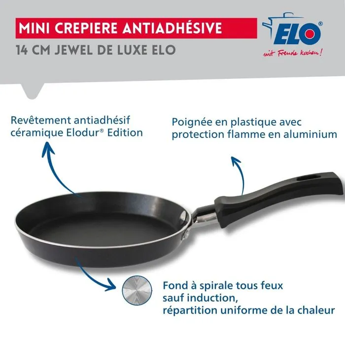 ELO Jewel de Luxe - Juego de 2 Mini Sartenes para Crepes, Revestimiento Cerámico, Ø 14 cm - AABIS16769