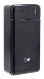 T'nB PBU30000 - Batería Externa Power Bank 30000 mAh Negro, Carga Rápida 20W Power Delivery, 2 Puertos USB-A + 1 USB-C, Polímero de Litio
