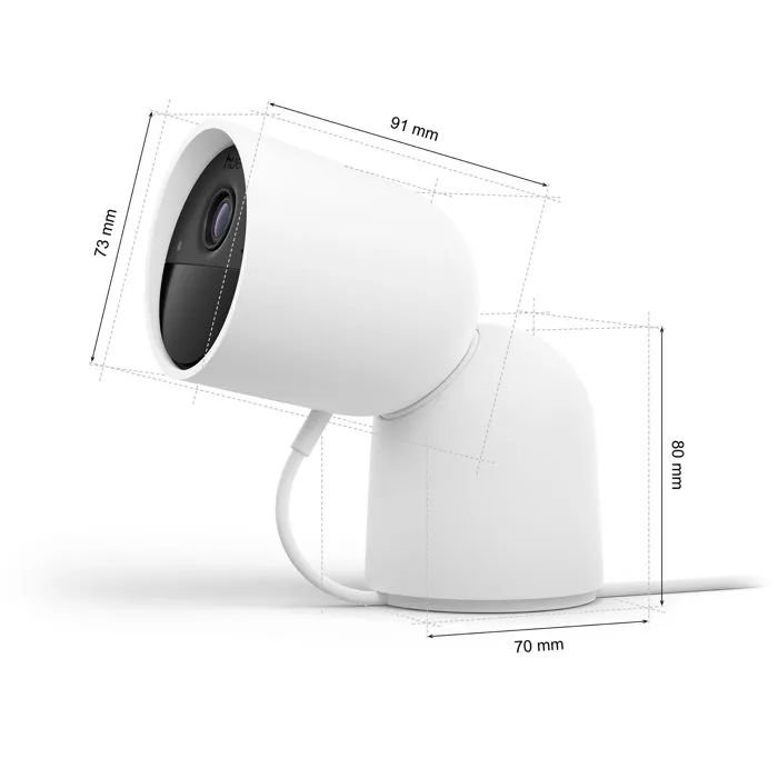 Philips Hue Cámara Inteligente de Exterior con Cable AACMB46453, Visión Nocturna, 2K, Color Blanco