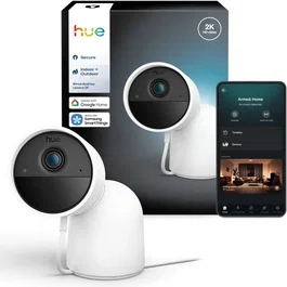 Philips Hue Cámara Inteligente de Exterior con Cable AACMB46453, Visión Nocturna, 2K, Color Blanco