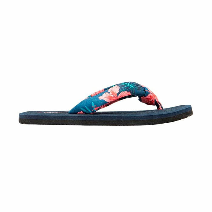 Chanclas para Mujer Brasileras Hibiscus Nudo Fuchsia Negro
