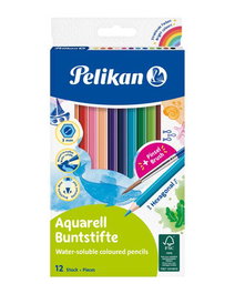 Lapices De Colores Pelikan Aquarell Hexagonal + Pincel Estuche De 12 (700672)