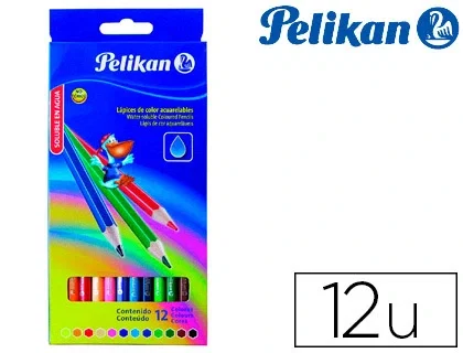 PELIKAN Lápices de Colores Acuarelables Hexagonales con Pincel, 12 Colores