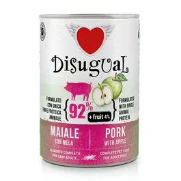 Disugual Fruit Dog Cerdo Manzana Alimento Húmedo para Perro, 6 latas x 400 gr