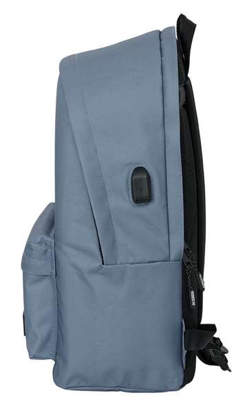 Safta Mochila Doble Portátil 15,6"+USB Munich Básicos Gris 31x44x18 cm