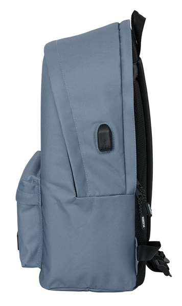 Safta Mochila Doble Portátil 15,6"+USB Munich Básicos Gris 31x44x18 cm