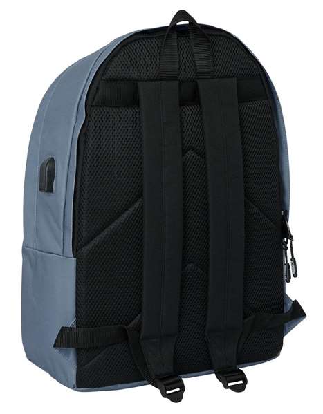 Safta Mochila Doble Portátil 15,6"+USB Munich Básicos Gris 31x44x18 cm