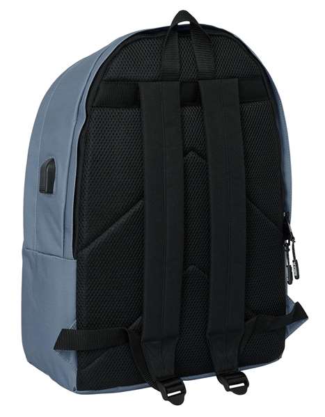 Safta Mochila Doble Portátil 15,6"+USB Munich Básicos Gris 31x44x18 cm