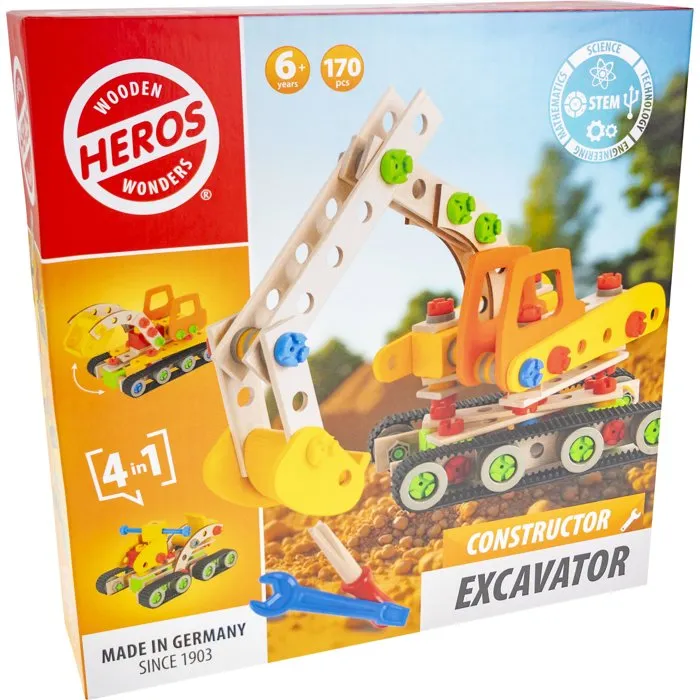 Heros Constructor Excavadora 170 piezas Madera FSC 100% certificada para niños de 6 a 12 años Heros Constructor Excavadora 170 piezas Madera FSC 100% certificada para niños de 6 a 12 años