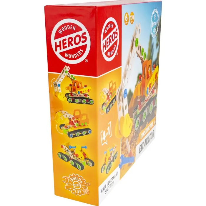 Heros Constructor Excavadora 170 piezas Madera FSC 100% certificada para niños de 6 a 12 años Heros Constructor Excavadora 170 piezas Madera FSC 100% certificada para niños de 6 a 12 años