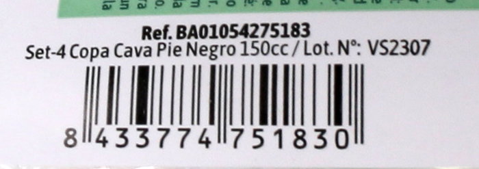 Algon Set de 4 Copas de Cava Vidrio Negro para 150 cc con Pie (24 Unidades)