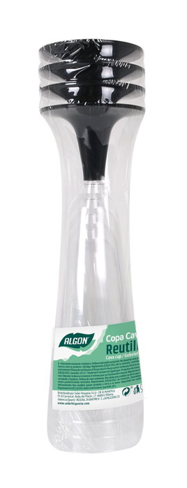 Algon Set de 4 Copas de Cava Vidrio Negro para 150 cc con Pie (24 Unidades)