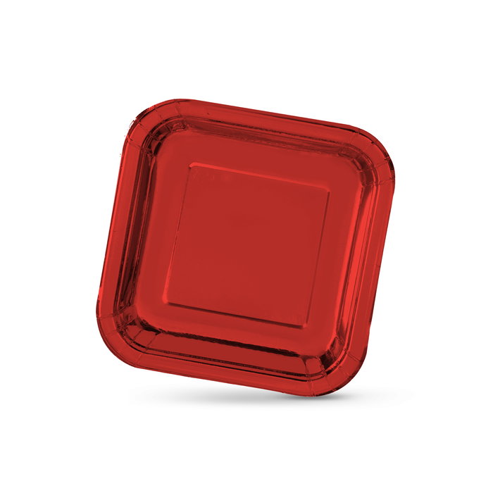 Algon Set 10 Platos Carton Rojo Cuadrado 20 cm (18 Unidades)