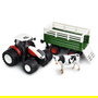 AMEWI 22601 RC Cabeza Tractor con Remolque de Ganado, 1:24, 2.4 GHz, Li-Ion 500 mAh, 30 Min, Blanco/Verde/Rojo, para +6 Años