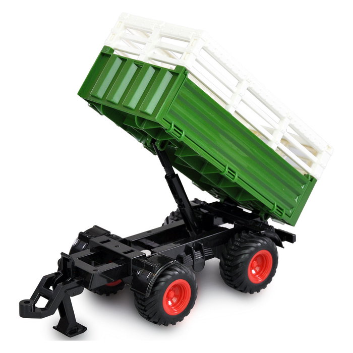 AMEWI 22601 RC Cabeza Tractor con Remolque de Ganado, 1:24, 2.4 GHz, Li-Ion 500 mAh, 30 Min, Blanco/Verde/Rojo, para +6 Años