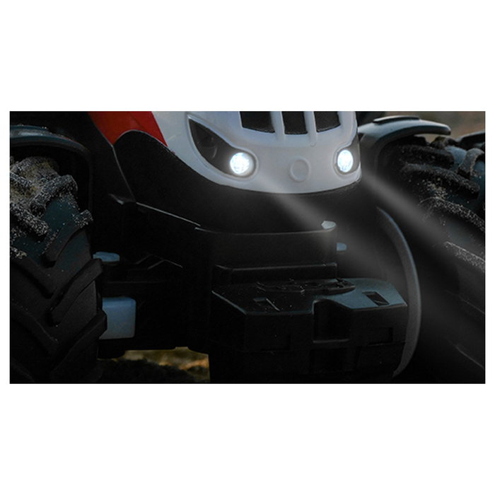 AMEWI 22601 RC Cabeza Tractor con Remolque de Ganado, 1:24, 2.4 GHz, Li-Ion 500 mAh, 30 Min, Blanco/Verde/Rojo, para +6 Años