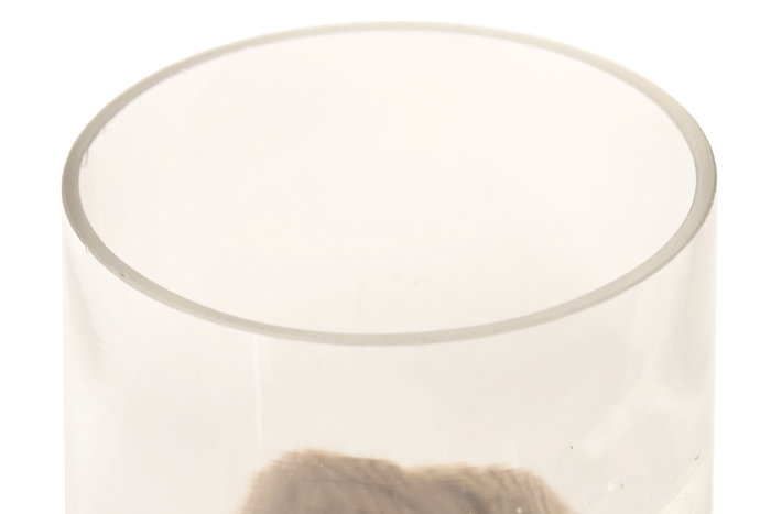 DKD Home Decor Portavela Mediterraneo Natural Cristal y Yute 13 x 15 x 13 cm (6 Unidades) Cnacc 26