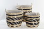 DKD Home Decor Cesta Colonial Natural Negro Fibra Poliester Set de 3 Piezas 38 x 36 x 38 cm
