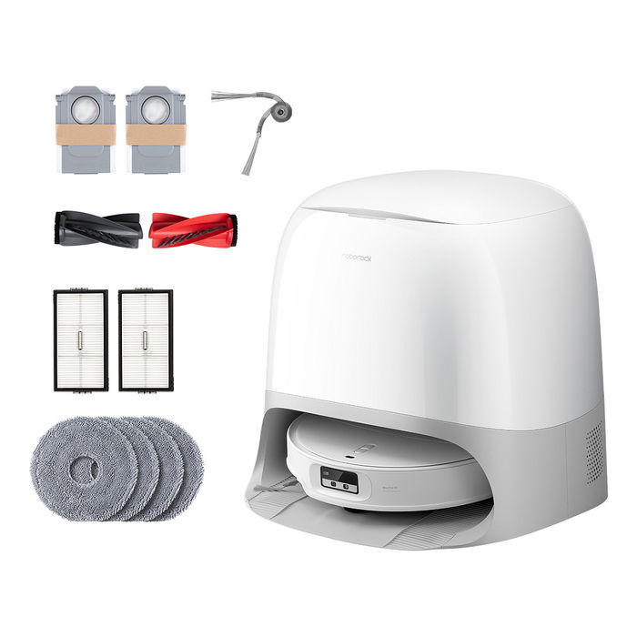 Roborock Qrevo Curv 2 ProX Aspirador Robot Sin Bolsa Blanco con Estación de Vaciado y Fregado 25000 Pa