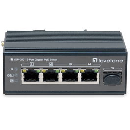 Level One IGP-0501 Switch Industrial Gigabit con 4 Puertos PoE+ y 1 SFP