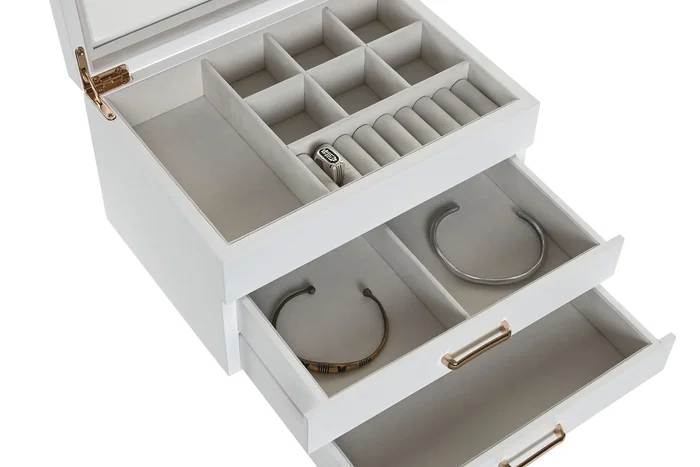 DKD Home Decor Joyero de Madera y Cristal Blanco DKD Home Decor Joyero de Madera y Cristal Blanco